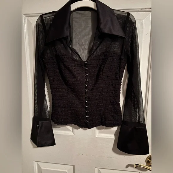 *SOLD on Depop* Vintage Connected Apparel Black Button Down Shirt - Picture 1 of 1